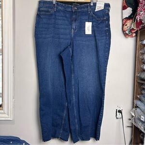 New with tags Calvin Klein jeans 18W High Rise Wide Leg Raw edge blue denim pant